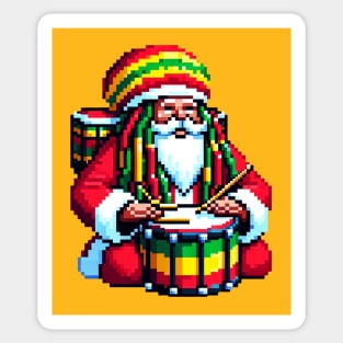 Reggae Santa Beats - Tropical Christmas Pixel Art Sticker